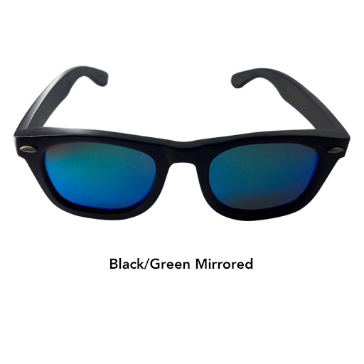 AGENT 8 Bamboo Wood Polarized Sunglasses Black Frame Ice Mirrored Lens