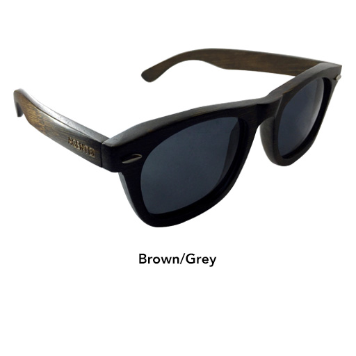AGENT 8 Bamboo Wood Polarized Sunglasses Brown Frame Grey Lens Side View