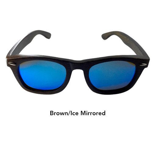 AGENT 8 Bamboo Wood Polarized Sunglasses Black Frame Grey Lens