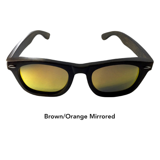 AGENT 8 Bamboo Wood Polarized Sunglasses Black Frame Green Mirrored Lens